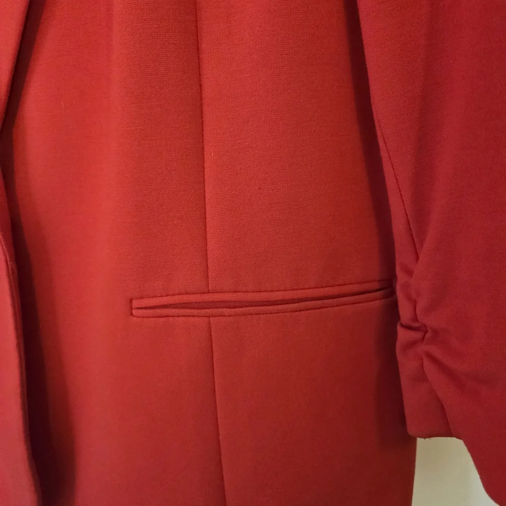 Nine West Bright Poppy Red/Orange Women's Brass Button Blazer - Picture 6 of 13
